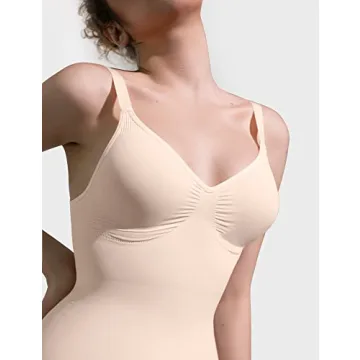 PUMIEY Women’s Tummy Control Bodysuit V-Neck Sculpting