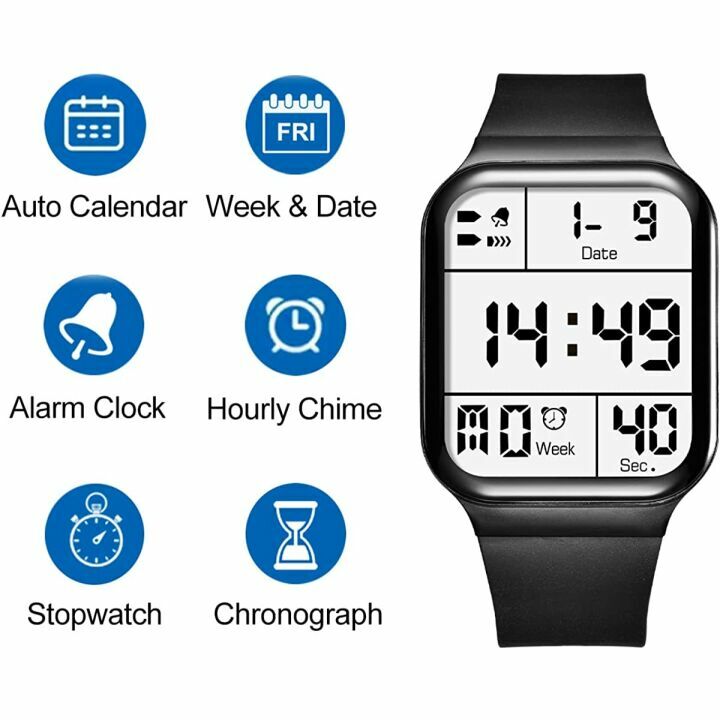 Kids Digital Sports Watch with Alarm & Waterproof Design