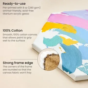 Arteza Hexagonal Stretched Canvas, Pack of 9 for Painting