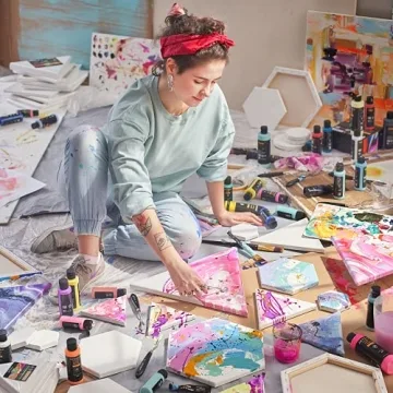 Arteza Hexagonal Stretched Canvas, Pack of 9 for Painting