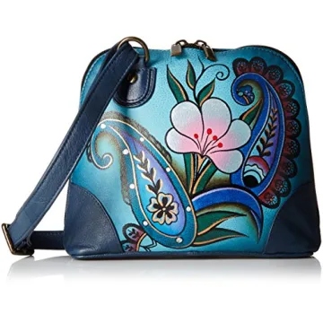 Anna by Anuschka Women's Hand-Painted Leather Small Zip-Around Handbag with Multi Compartment Organi...