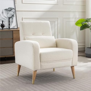 Dolonm Mid-Century Modern Accent Chair, Comfortable Upholstered Armchair for Living Room and Bedroom
