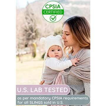 Ring Sling Baby Carrier 100% Cotton Muslin Front and Chest Newborn to Toddler Carrier and Baby Sling (Grey Rose)