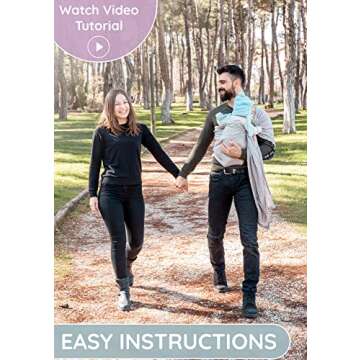 Ring Sling Baby Carrier 100% Cotton Muslin Front and Chest Newborn to Toddler Carrier and Baby Sling (Grey Rose)