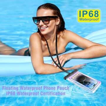 Waterproof Phone Pouch Floating - Waterproof Phone Case- Float Cell Phone Dry Bag for iPhone 15 14 13 12 11 Pro Max, Galaxy S24 S23 S22 Ultra Google, Up to 7.5" Phones -Dazzling Colorful Purple