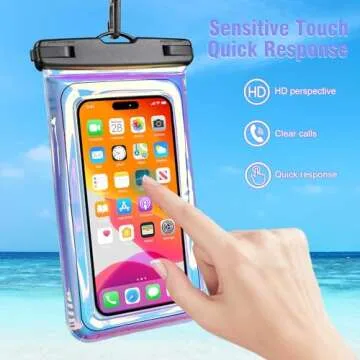 Waterproof Phone Pouch Floating - Waterproof Phone Case- Float Cell Phone Dry Bag for iPhone 15 14 13 12 11 Pro Max, Galaxy S24 S23 S22 Ultra Google, Up to 7.5" Phones -Dazzling Colorful Purple