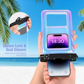 Waterproof Phone Pouch Floating - Waterproof Phone Case- Float Cell Phone Dry Bag for iPhone 15 14 13 12 11 Pro Max, Galaxy S24 S23 S22 Ultra Google, Up to 7.5" Phones -Dazzling Colorful Purple