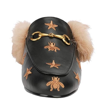 ARQA Fur Padded Mules Comfortable Leather Loafers