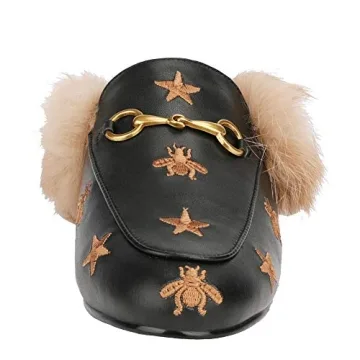 ARQA Fur Padded Mules Comfortable Leather Loafers