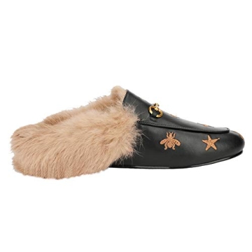 ARQA Fur Padded Mules Comfortable Leather Loafers
