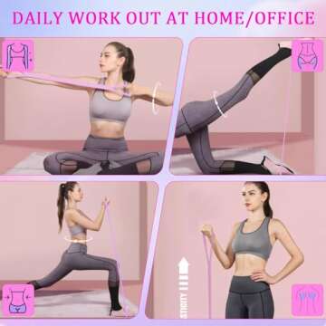 OUNAN Figure 8 Resistance Band 3 PCS,Elastic Band, Women Arm Workout Equipment, Upper Body Workout Bands,Gym Stretch Strap for Yoga and Pilates, a, Portable Fitness Bands in Pink, Blue, and Purple