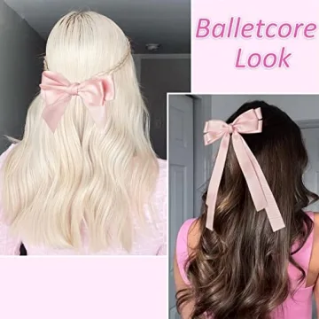 Bolonar Pink Satin Bow Hair Clips Set for Girls and Women