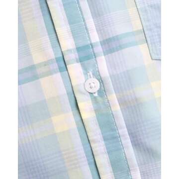 Ben Sherman Boys' Shirt - Short Sleeve Woven Button Down Shirt - Kids' Casual Collared Shirt for Boys (8-18), Size 8, Light Blue Green Plaid