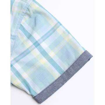 Ben Sherman Boys' Shirt - Short Sleeve Woven Button Down Shirt - Kids' Casual Collared Shirt for Boys (8-18), Size 8, Light Blue Green Plaid