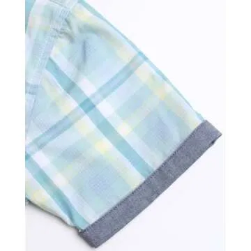Ben Sherman Boys' Shirt - Short Sleeve Woven Button Down Shirt - Kids' Casual Collared Shirt for Boys (8-18), Size 8, Light Blue Green Plaid