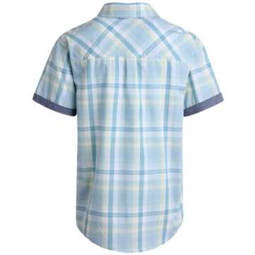 Ben Sherman Boys' Shirt - Short Sleeve Woven Button Down Shirt - Kids' Casual Collared Shirt for Boys (8-18), Size 8, Light Blue Green Plaid