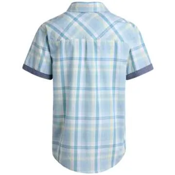 Ben Sherman Boys' Shirt - Short Sleeve Woven Button Down Shirt - Kids' Casual Collared Shirt for Boys (8-18), Size 8, Light Blue Green Plaid