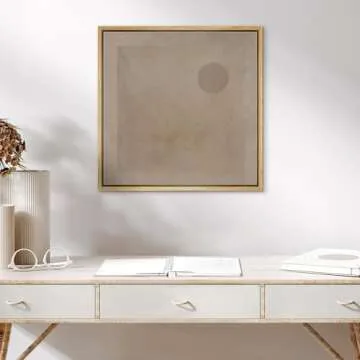 SIGNWIN Framed Canvas Print Wall Art Retro Geometric Grunge Landscape Abstract Shapes Illustrations Modern Art Decorative Boho Relax Nordic for Living Room, Bedroom, Office - 16"x16" Natural