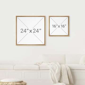 SIGNWIN Framed Canvas Print Wall Art Retro Geometric Grunge Landscape Abstract Shapes Illustrations Modern Art Decorative Boho Relax Nordic for Living Room, Bedroom, Office - 16"x16" Natural