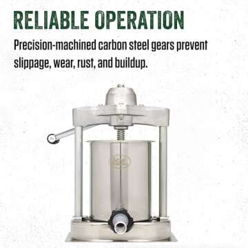 LEM Products Mighty Bite Vertical Stainless Steel 15 Pound Capacity Sausage Stuffer with Plastic Stuffing Tubes