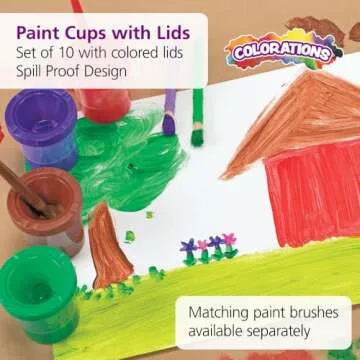 Colorations Air-Tight, No-Mess Paint Cups for Kids Paints, Set of 10, Essential Paint Supply, Kids Painting Cups, No Spill Painting, Kids Paint Cups, Homeschool, Homeschool Use, Paint Pots