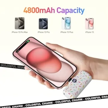 iWALK USB-C Portable Charger with Colorful Pattern, 20W PD Fast Charging 4800mAh Small Power Bank with LED Display, Compatible with iPhone 16/16 Plus/16 Pro/16 Pro Max, iPad, Airpods