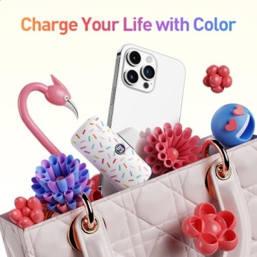 iWALK USB-C Portable Charger with Colorful Pattern, 20W PD Fast Charging 4800mAh Small Power Bank with LED Display, Compatible with iPhone 16/16 Plus/16 Pro/16 Pro Max, iPad, Airpods