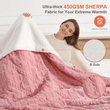 Heated Throw Blanket 50"x60" with 5 Heating Levels & 4 Hours Auto Off, Soft & Plush Sherpa Electric ...