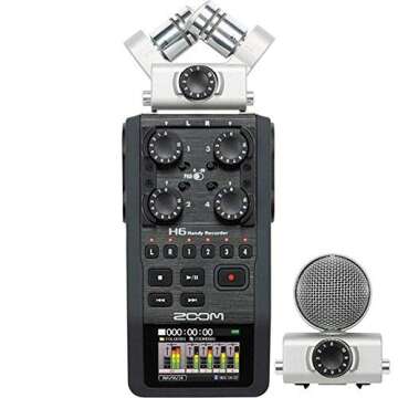 Zoom H6 6-Track Handy Recorder Bundle with Universal Windscreen, Power Adapter and Memory Card (4 Items)