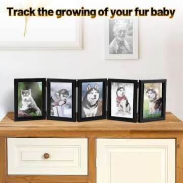 4x6in 5 Folding Accordion Picture Frame - Foldable Hinged Collage Photo Frames for Tabletop Display Multiple Family Pictures Birthday Mother's Day Gifts (Black)