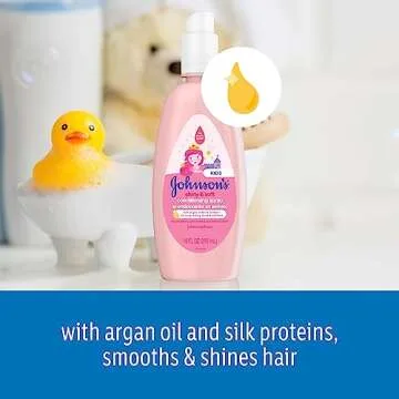Johnson's Kids Shiny & Soft Hair Conditioning Spray with Argan Oil & Silk Proteins, Tear-Free Conditioning Spray for Shine & Softness, Gentle for Toddler Haircare, 10 fl. oz
