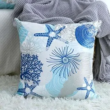 Tritard Nautical Coastal Throw Pillow Covers - Set of 2 Blue
