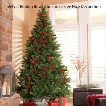 Hisgeru Velvet Christmas Bows Set - 12 Pre-Tied for Decoration