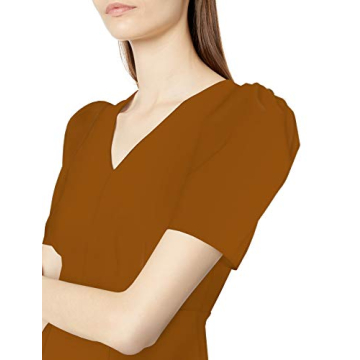 Lark & Ro Women's V-Neck Half Sleeve Dress in Tapenade