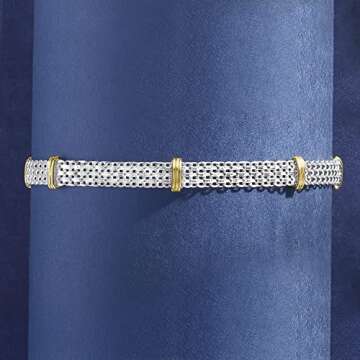 Ross-Simons Sterling Silver & Gold Bismark-Link Bracelet