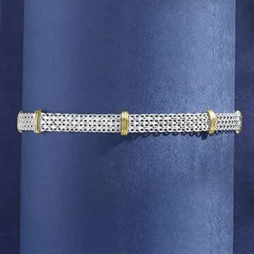 Ross-Simons Sterling Silver & Gold Bismark-Link Bracelet