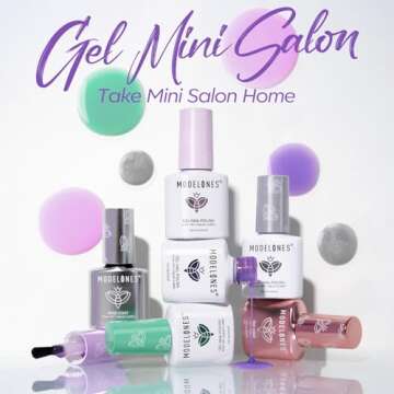 modelones Gel Nail Polish Kit with U V Light, Spring Clear Cat Eye Jelly Pastel Pink Green Purple Ma...