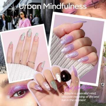 modelones Gel Nail Polish Kit with U V Light, Spring Clear Cat Eye Jelly Pastel Pink Green Purple Manicure Starter Set Starburst Stickers Base Top Coat, Sheer Magnetic Gel Mini Salon Nail Art Gift