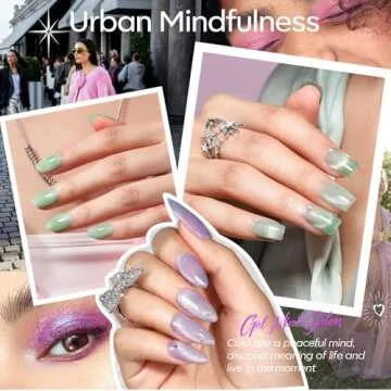 modelones Gel Nail Polish Kit with U V Light, Spring Clear Cat Eye Jelly Pastel Pink Green Purple Manicure Starter Set Starburst Stickers Base Top Coat, Sheer Magnetic Gel Mini Salon Nail Art Gift