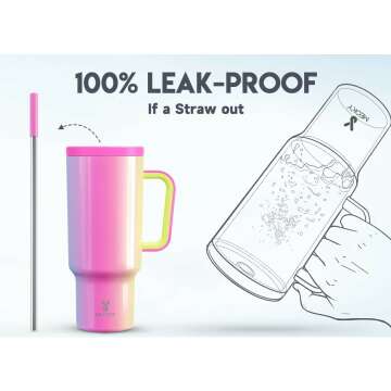Meoky 40oz Insulated Tumbler with Handle & Straw