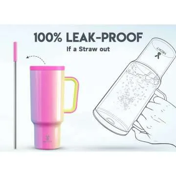 Meoky 40oz Insulated Tumbler with Handle & Straw