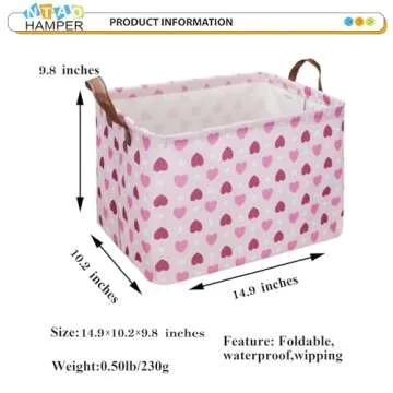 NTAOHAMPER Rectangular Pink Heart Gift Basket for Kids