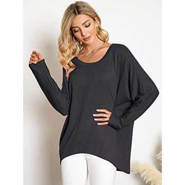 ZANZEA Women's Off-Shoulder Batwing Sleeve Blouse Casual Loose Oversized Baggy T-Shirt Sweater Pullover Top