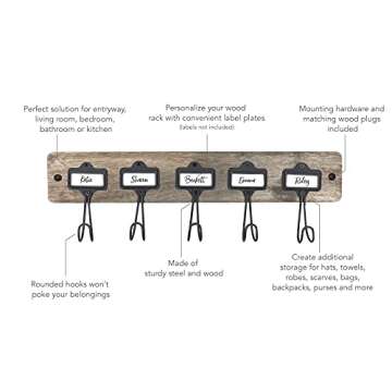 Spectrum Diversified Vintage Living™ Wall Mount 5 A-Hook w/Nameplates for Entryway Storage and Org...