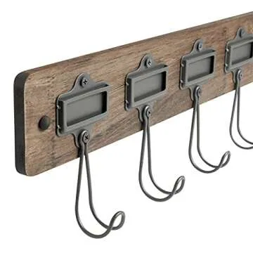 Spectrum Diversified Vintage Living™ Wall Mount 5 A-Hook w/Nameplates for Entryway Storage and Organization