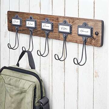 Spectrum Diversified Vintage Living™ Wall Mount 5 A-Hook w/Nameplates for Entryway Storage and Organization