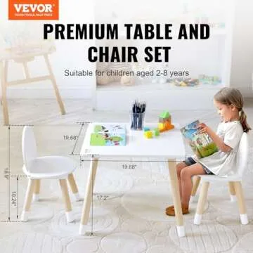 VEVOR Kids Table and Chairs, Toddler Table and Chair Set, Children Wooden Multi-Activity Table for P...