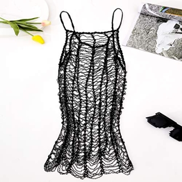 Salircon Glitter Dress - Sheer Black Mesh Bikini Cover-Up