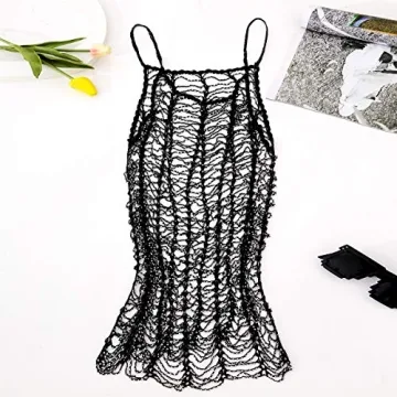 Salircon Glitter Dress - Sheer Black Mesh Bikini Cover-Up