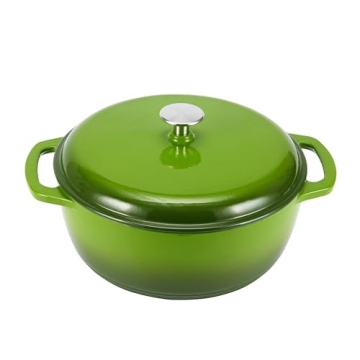 Amazon Basics 4.3 Quart Enameled Cast Iron Dutch Oven with Lid, Versatile and Stylish